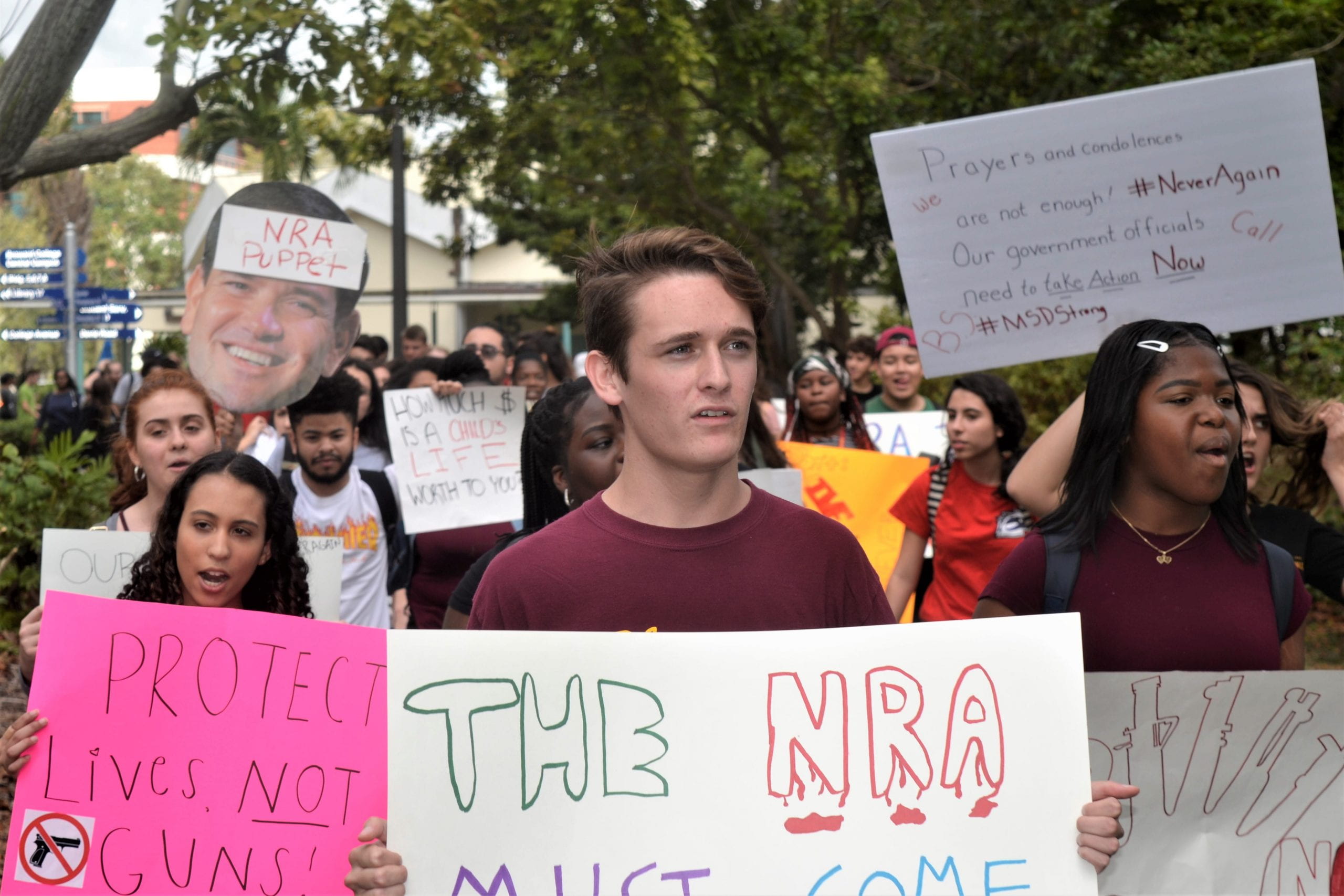 NIck Meyer protests against the NRA