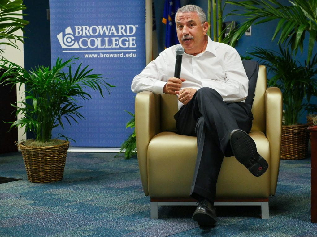 Thomas Friedman, Pultizer Prize winner, talkes about gun control at BC.